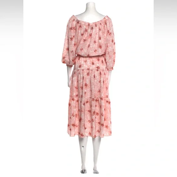 ALEXIS Tilia Pink Floral Off the Shoulder Tiered Midi Dress Size L - Picture 8 of 11